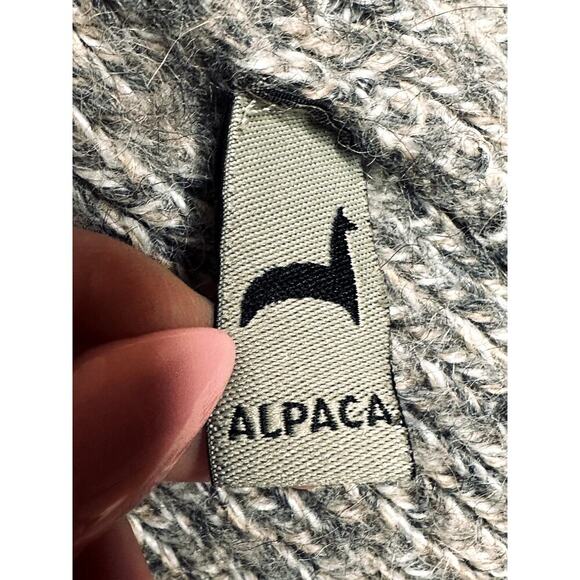 Peruvian Link Alpaca Collection Grey Open Front Cardigan Sweater W. Pockets Sz M - Picture 6 of 6